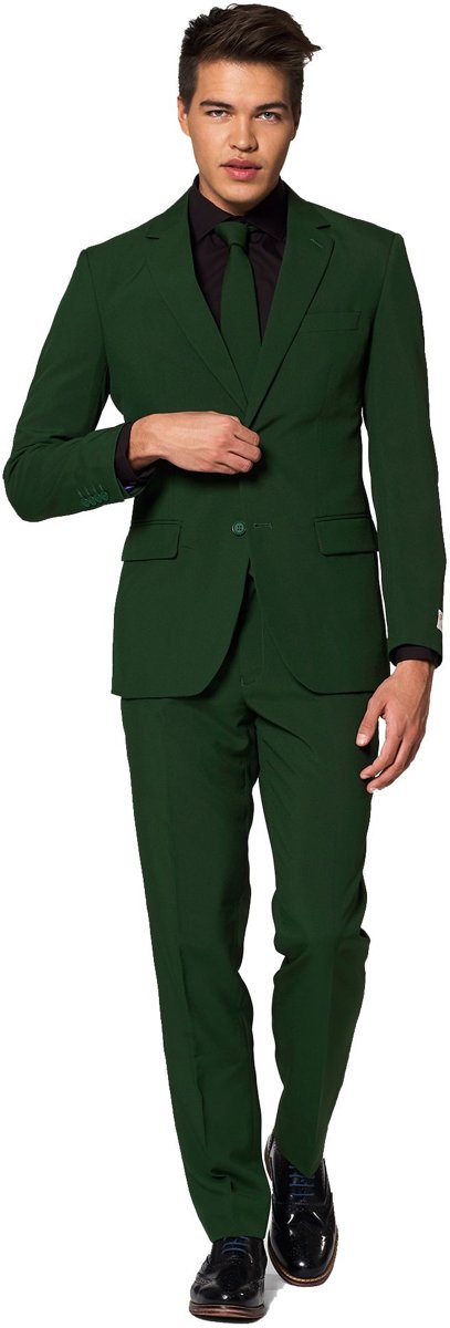 Feesten & Gelegenheden Kostuum | Helemaal Donkergroen Glorious Green | Man | Maat 58 | Carnaval kostuum | Verkleedkleding